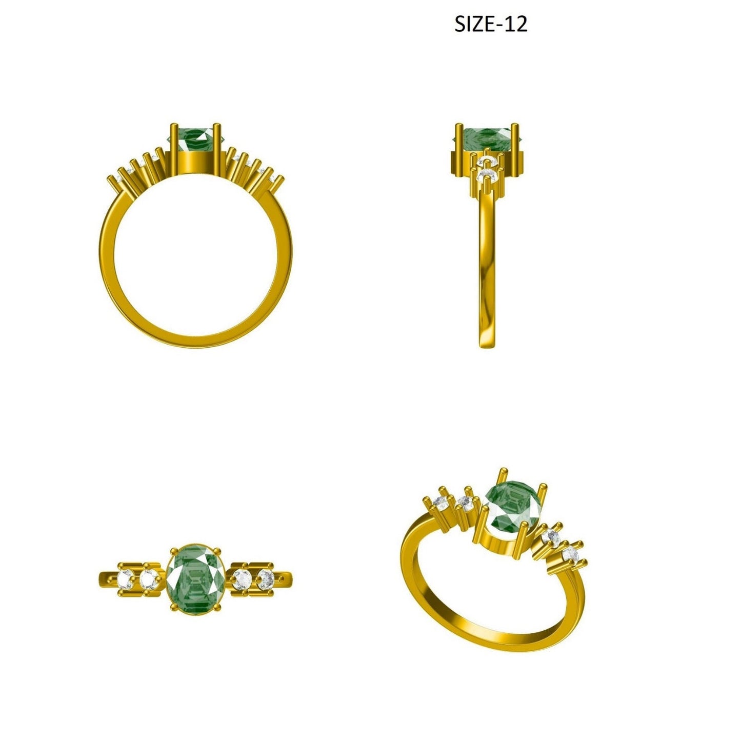 Oval Emerald Diamond Engagement Ring