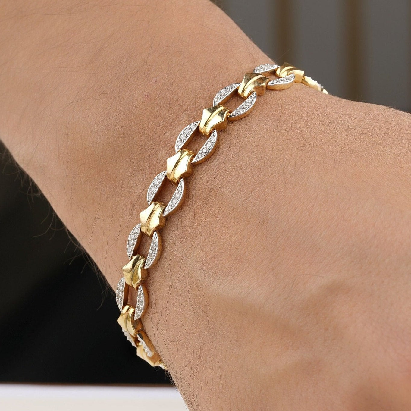 Men's Diamond Chain Link Bracelet