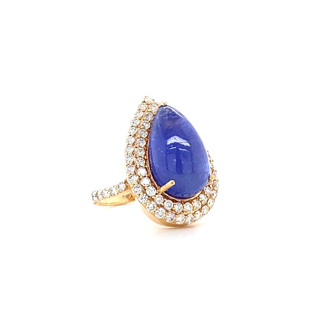 Natural Tanzanite Diamonds Ring, Gemstone Cocktail Gold Ring, 14K Solid Gold, Natural Diamonds, Birthstone Ring, Gift for her
