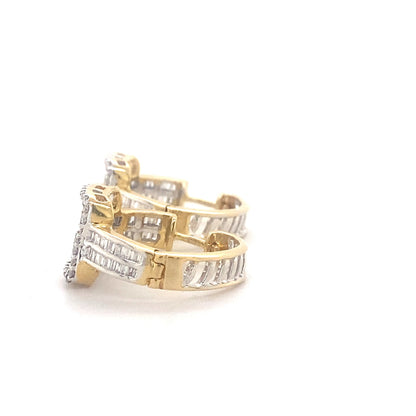 Two-Tone Baguette Diamond Hoop Earrings