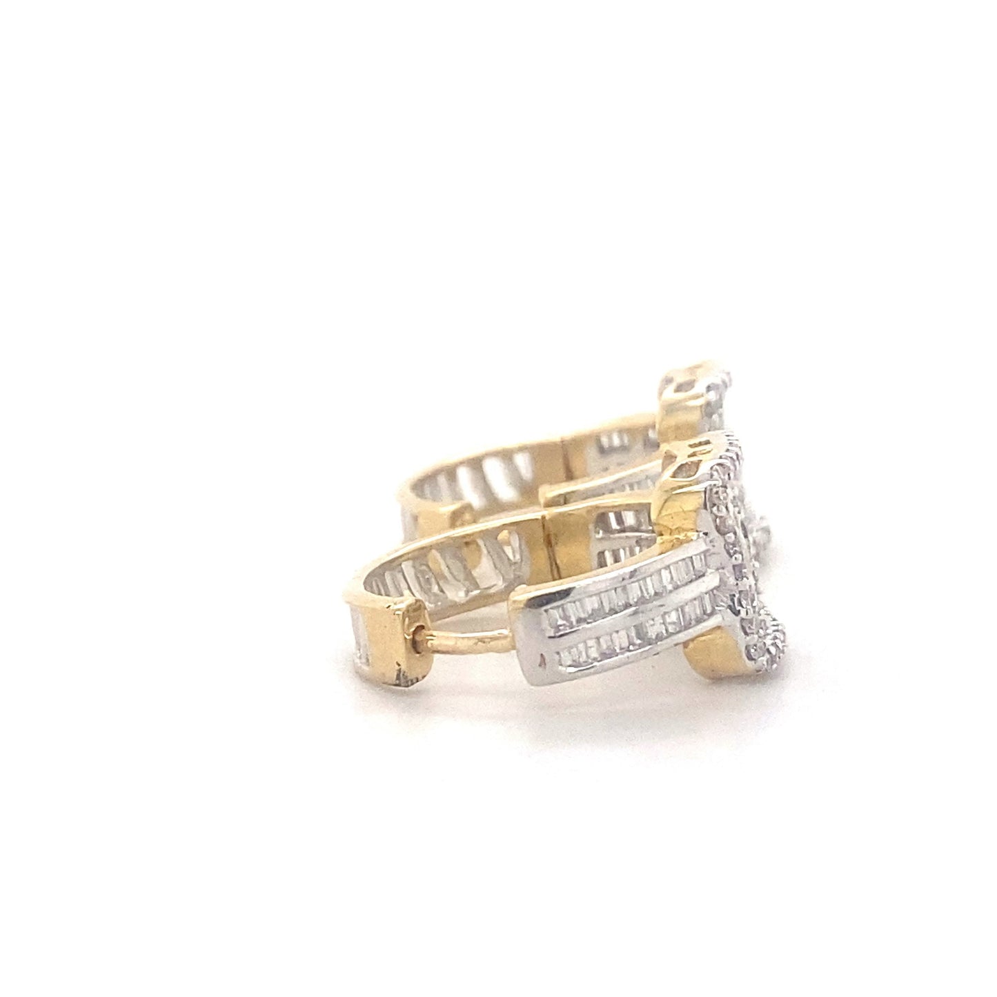 Two-Tone Baguette Diamond Hoop Earrings