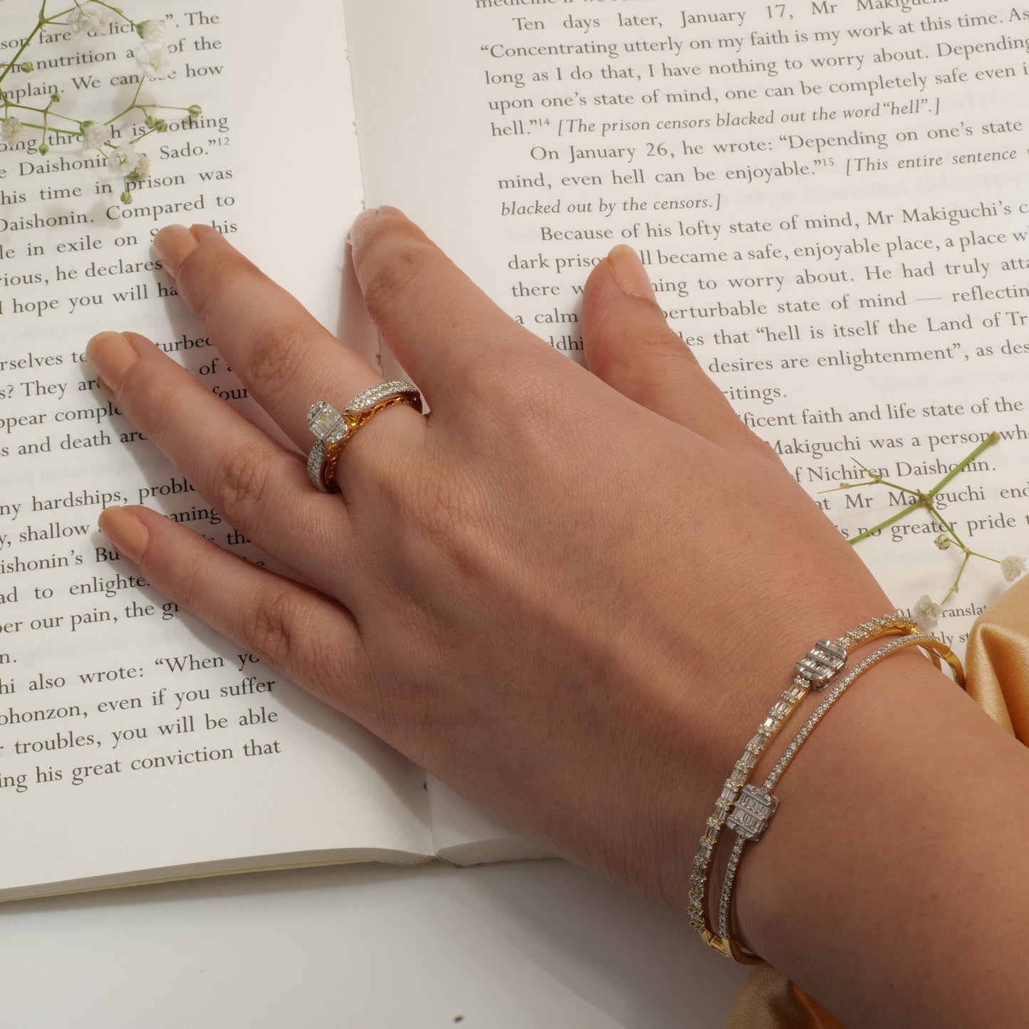 Baguette & Round Natural Diamond Cuff Bracelet
