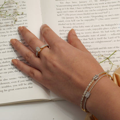 Baguette & Round Natural Diamond Cuff Bracelet