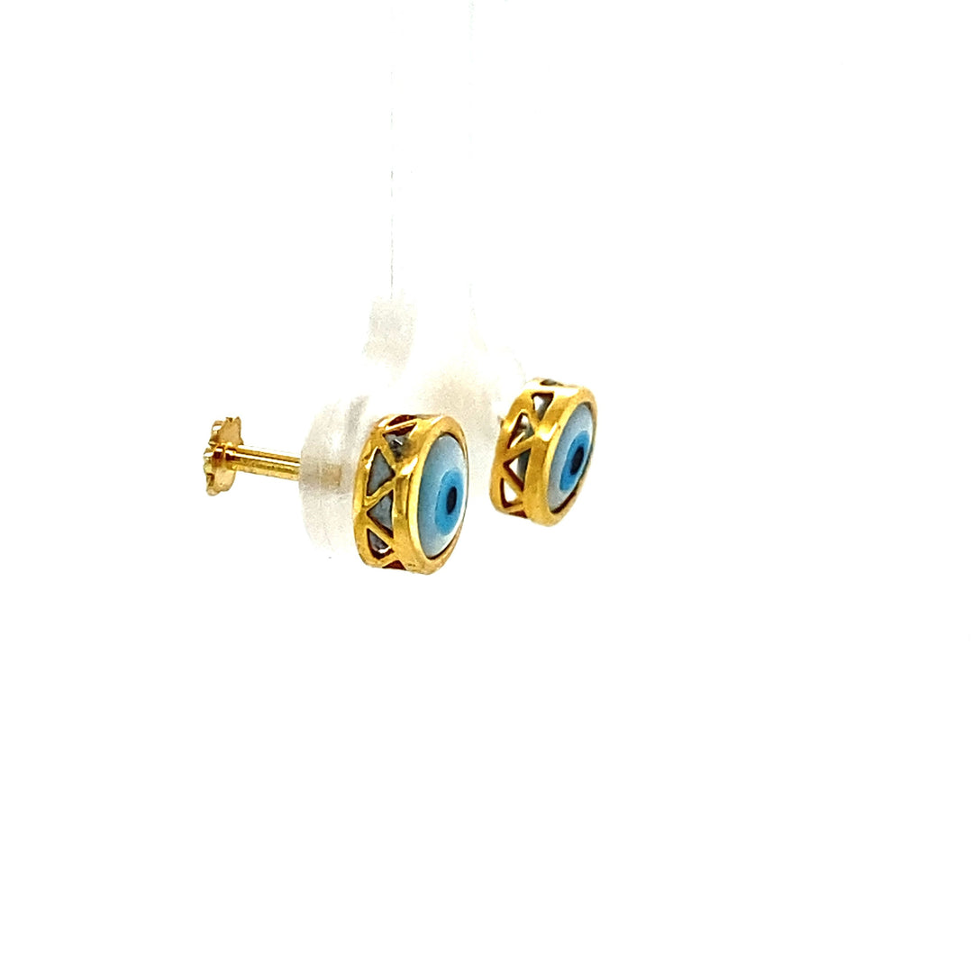 Kids Evil Eye Stud Earrings, 14k Solid Gold, MOP kids Earrings, Kids Jewelry, Gift for toddlers, girls and kids