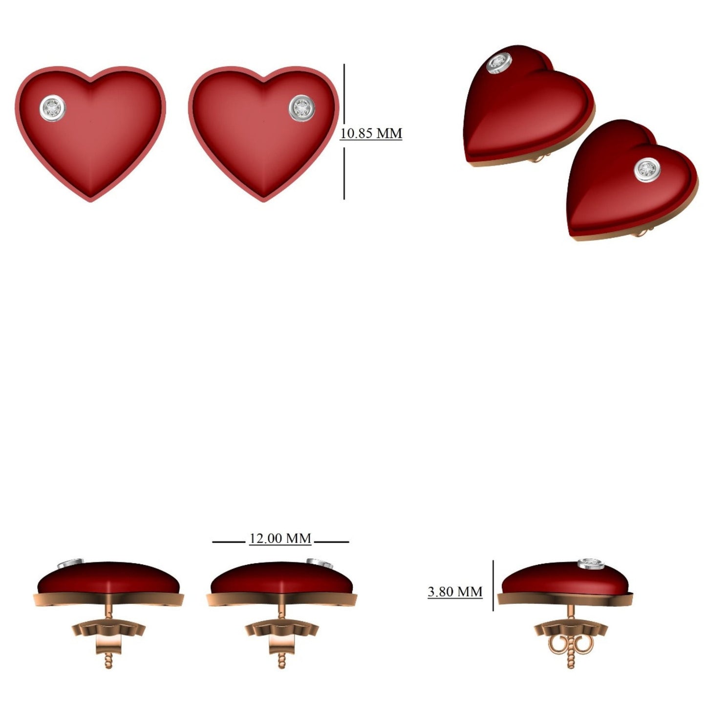 Kids Heart Diamond Stud Earrings