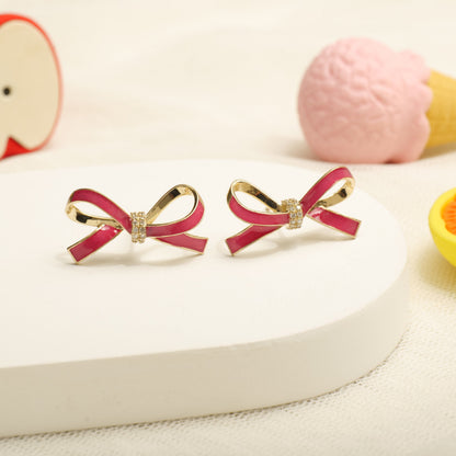 Kids Ribbon Diamond Stud Earrings