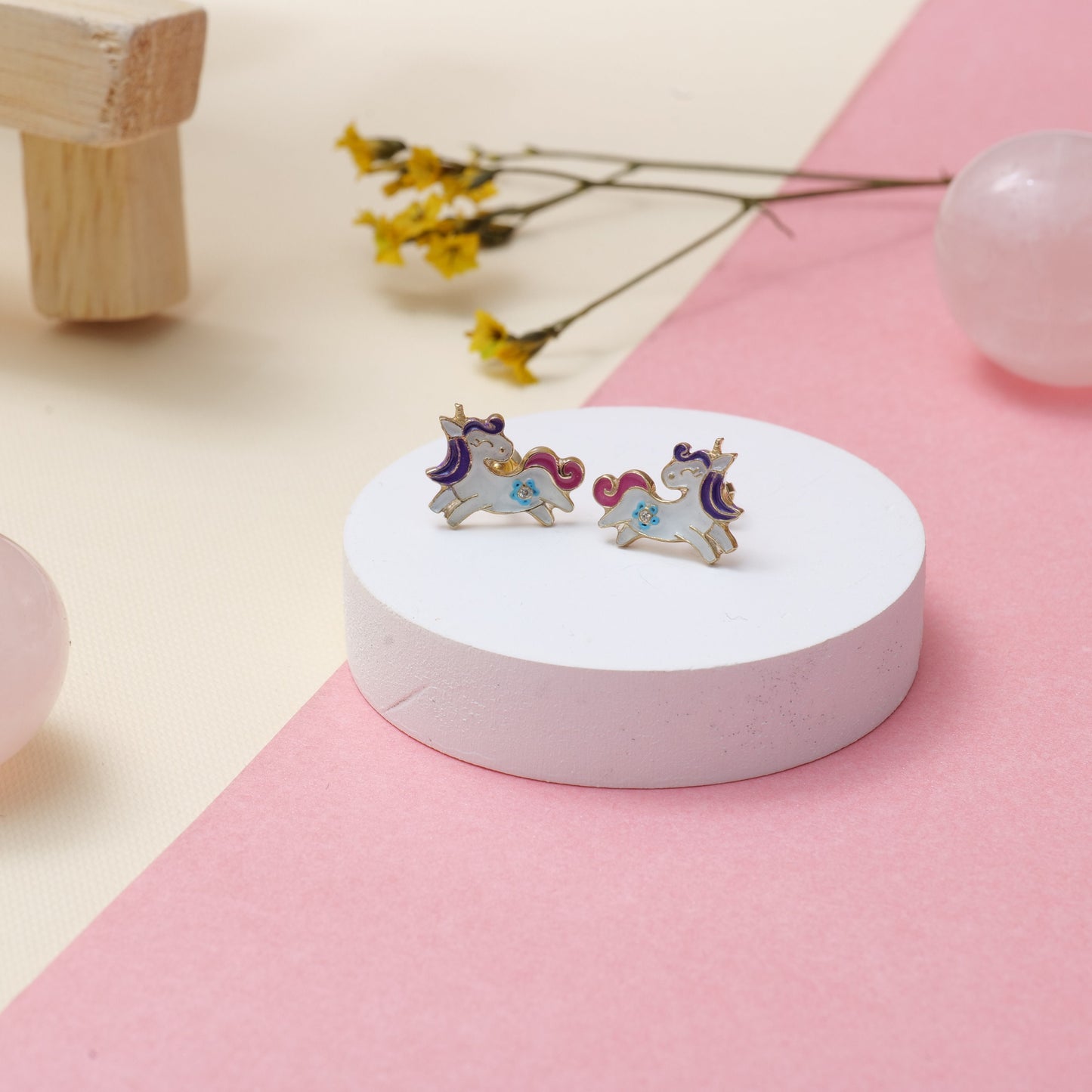 Kids Unicorn Diamond Stud Earrings