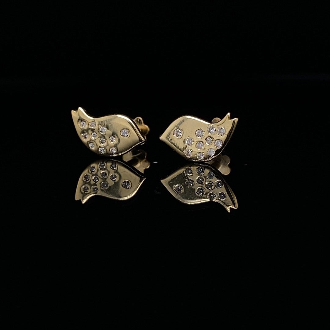 Kids Bird Diamond Stud Earrings, 14k Solid Gold, Natural Diamonds, Kids jewelry, Gift for toddlers, girls and kids