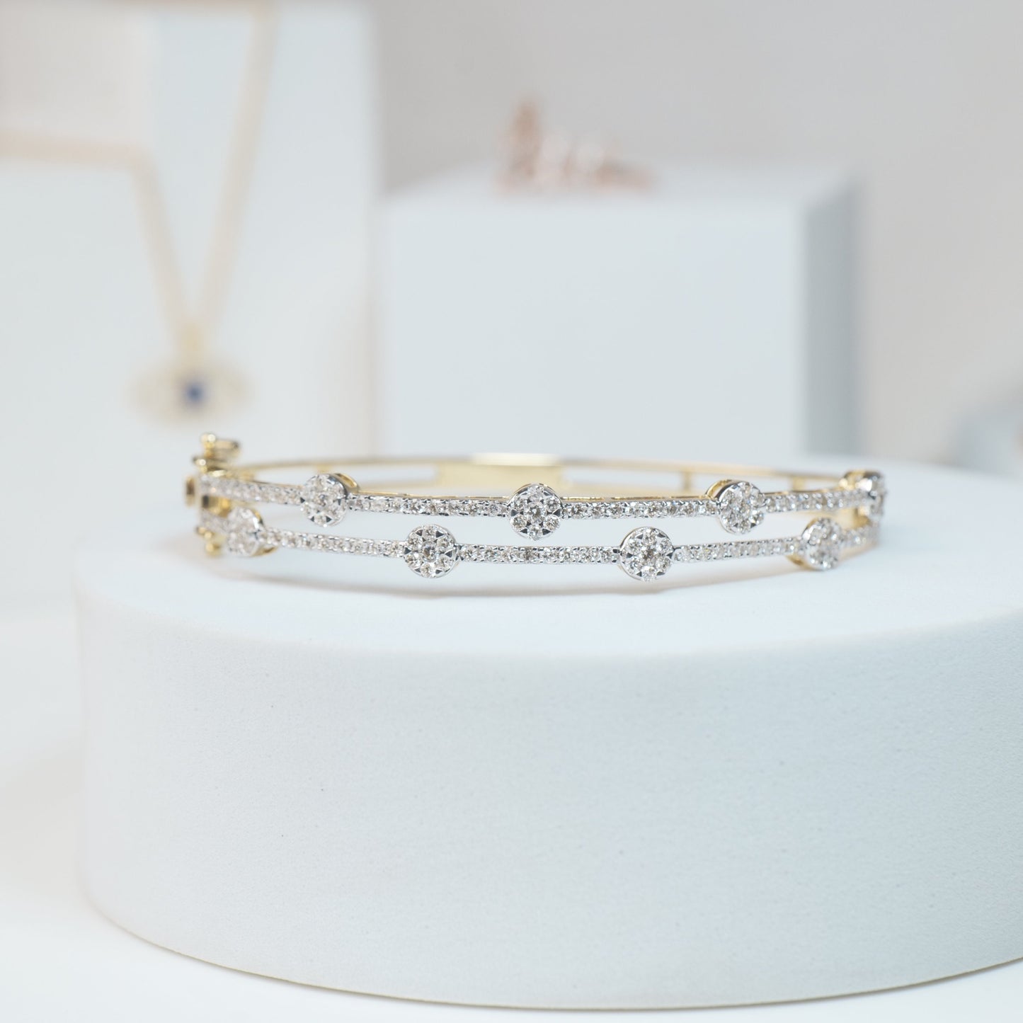 Dual Line Cluster Natural Diamond Cuff Bracelet