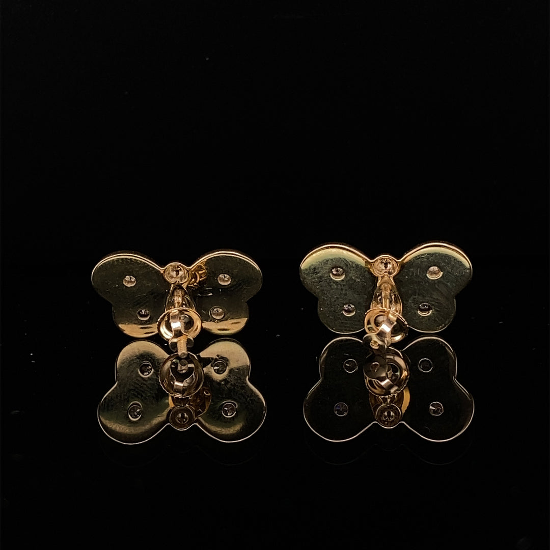 Kids Butterfly Diamond Stud Earrings, 14k Solid Gold With Purple Enameling, Natural Diamonds, Kids jewelry, Gift for toddlers, girls and kid