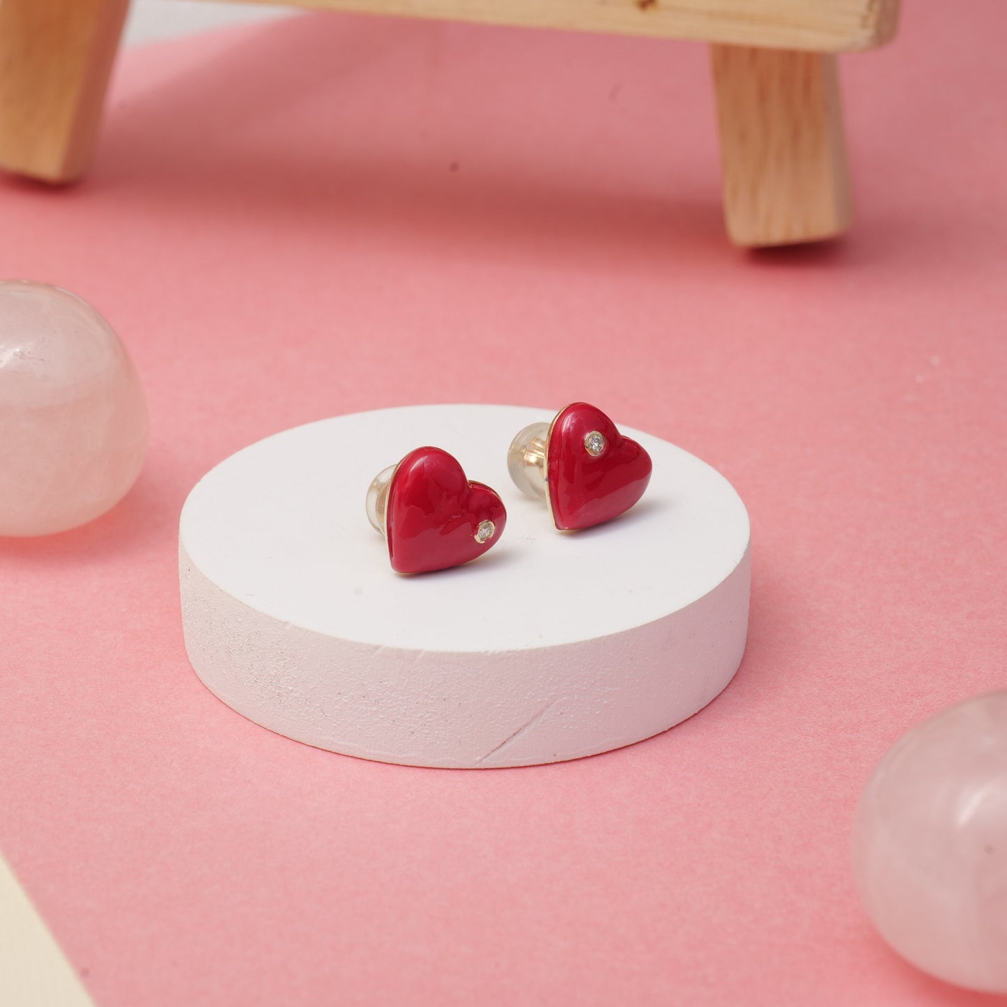 Kids Heart Diamond Stud Earrings