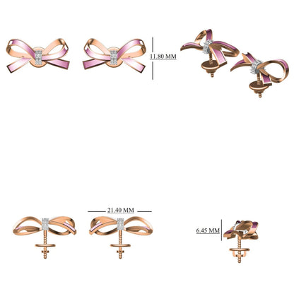 Kids Ribbon Diamond Stud Earrings