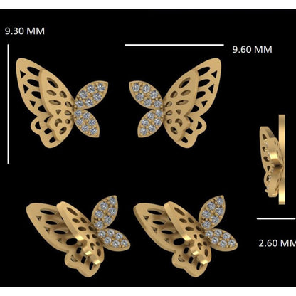 Kids Winged Butterfly Natural Diamond Stud Earrings