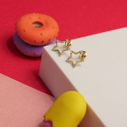 Kids Sparkling Star Diamond Stud Earrings