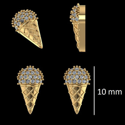 Kids Cone Ice Cream Diamond Stud Earrings