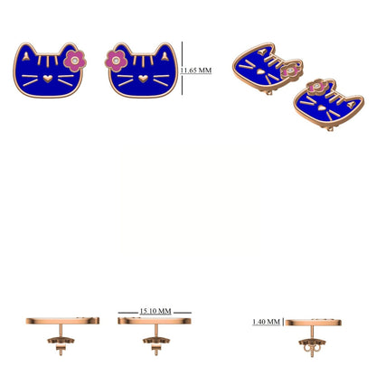Kids Cat Diamond Stud Earrings
