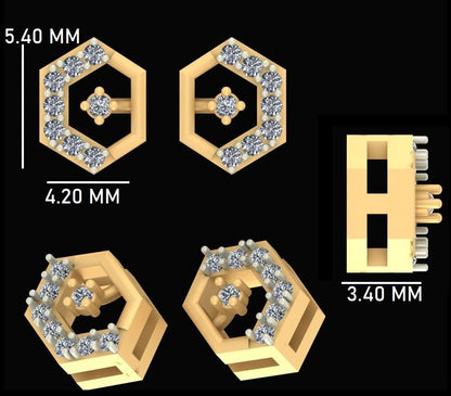 Kids Hexagonal Diamond Stud Earrings