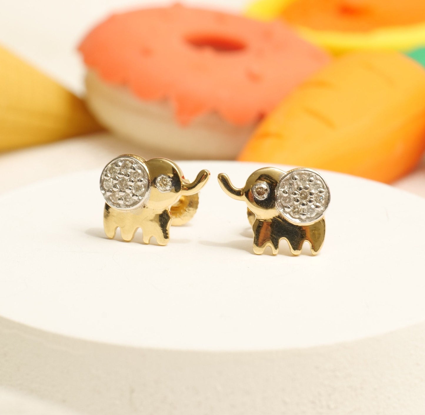 Kids Elephant Diamond Stud Earrings