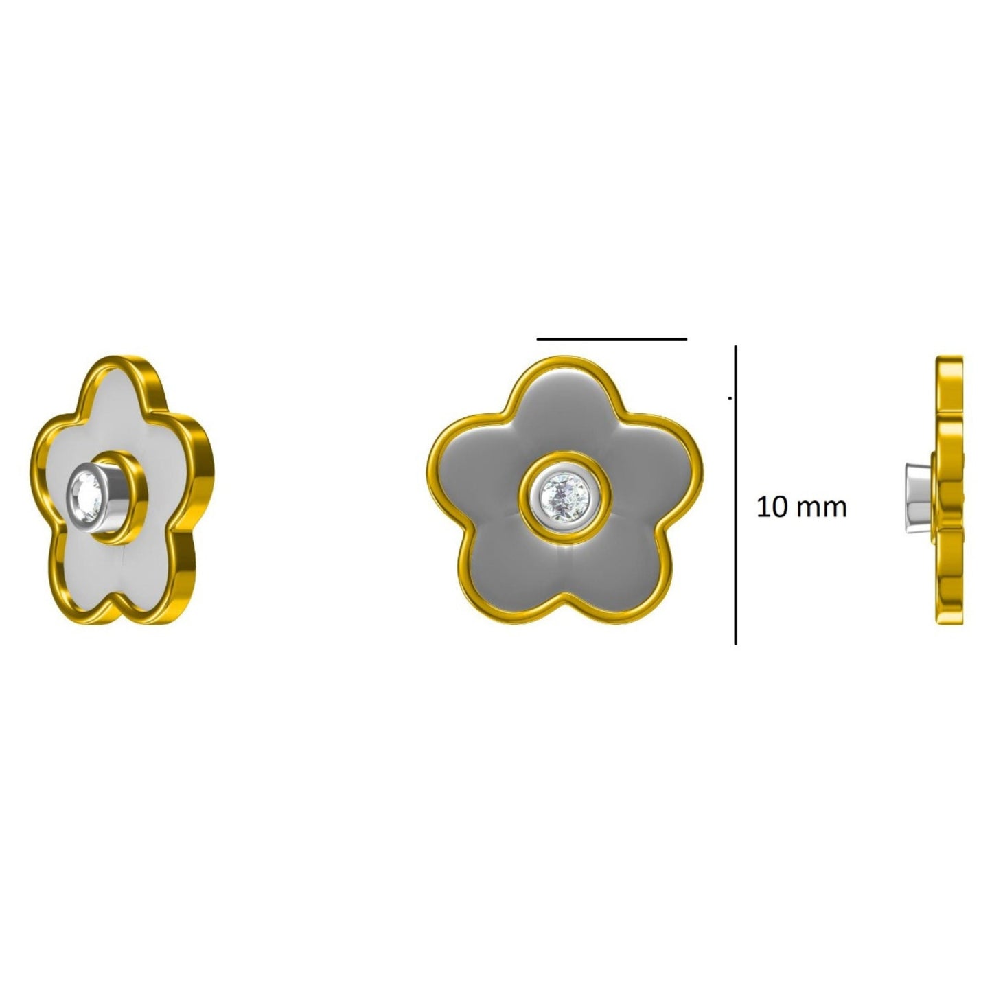 Kids Enameled Flower Diamond Stud Earrings