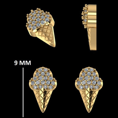 Kids Ice Cream Cone Diamond Stud Earrings