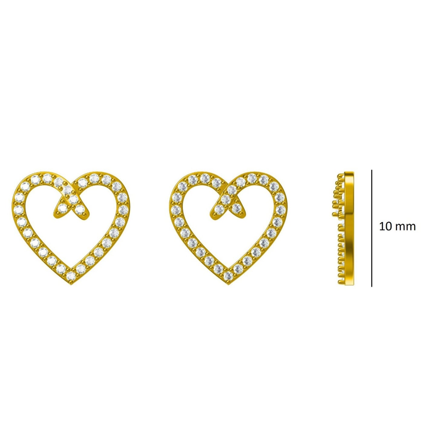 Kids Heart Design Diamond Stud Earrings