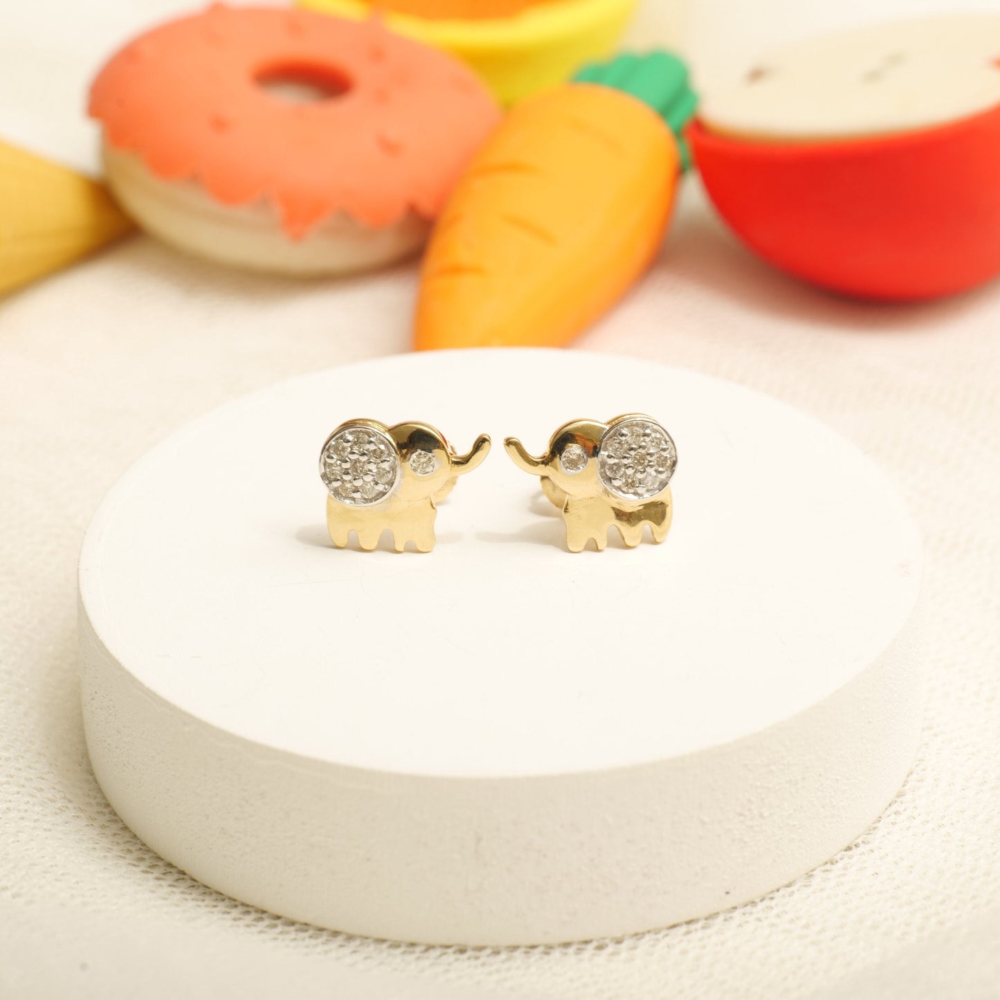 Kids Elephant Diamond Stud Earrings