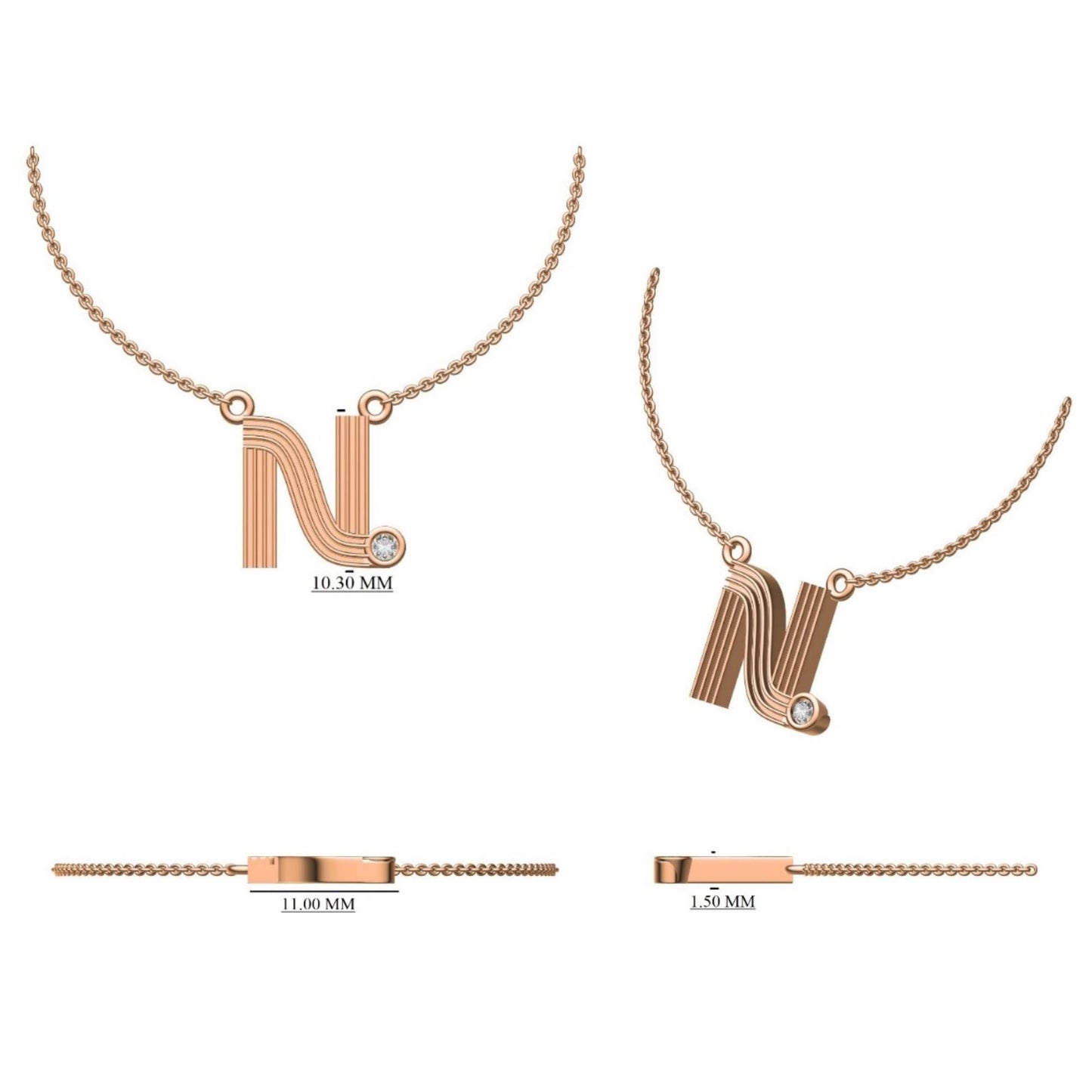 Personalized Initial Natural Diamond Necklace