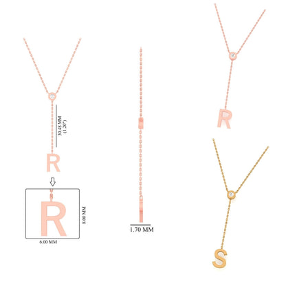 Personalized Bold Initial Lariat Diamond Necklace