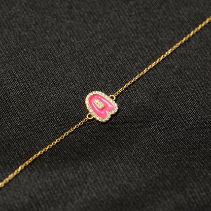 Personalized Initial Halo Diamond Enamel Bracelet