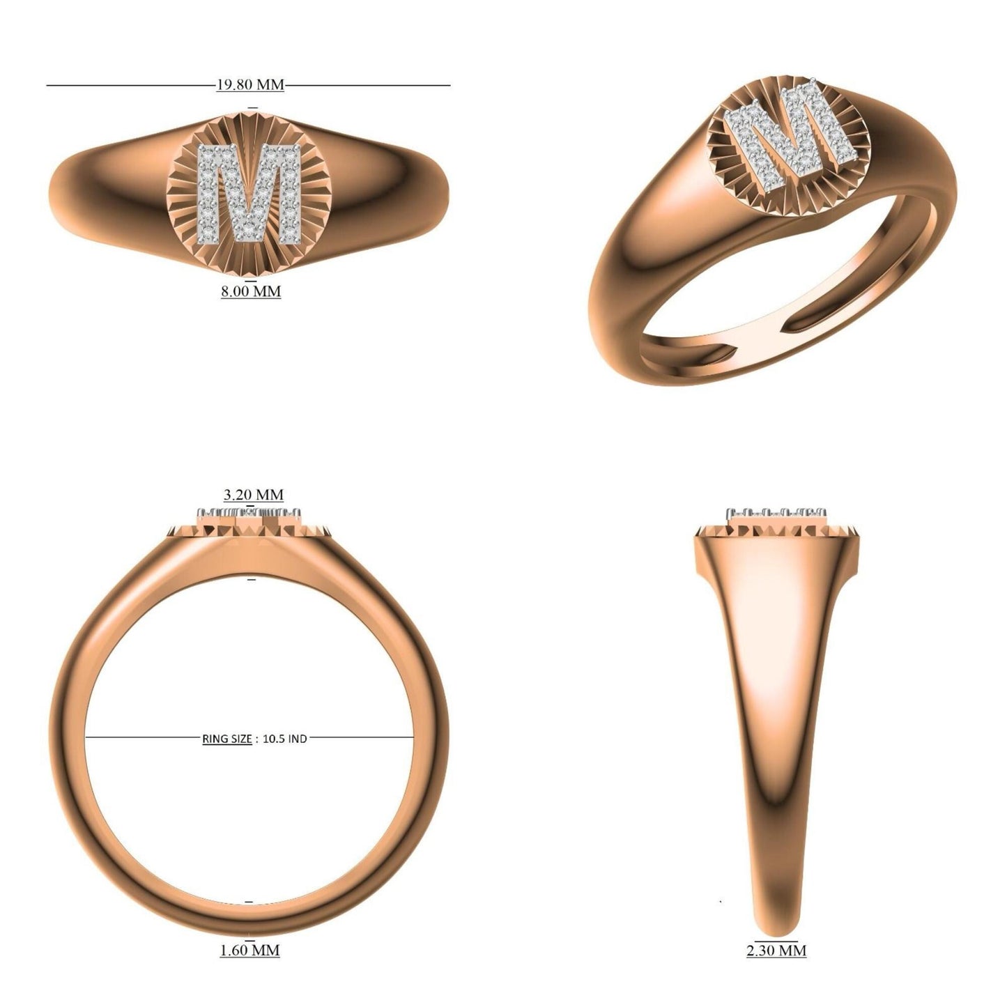Personalized Medallion Initial Diamond Ring