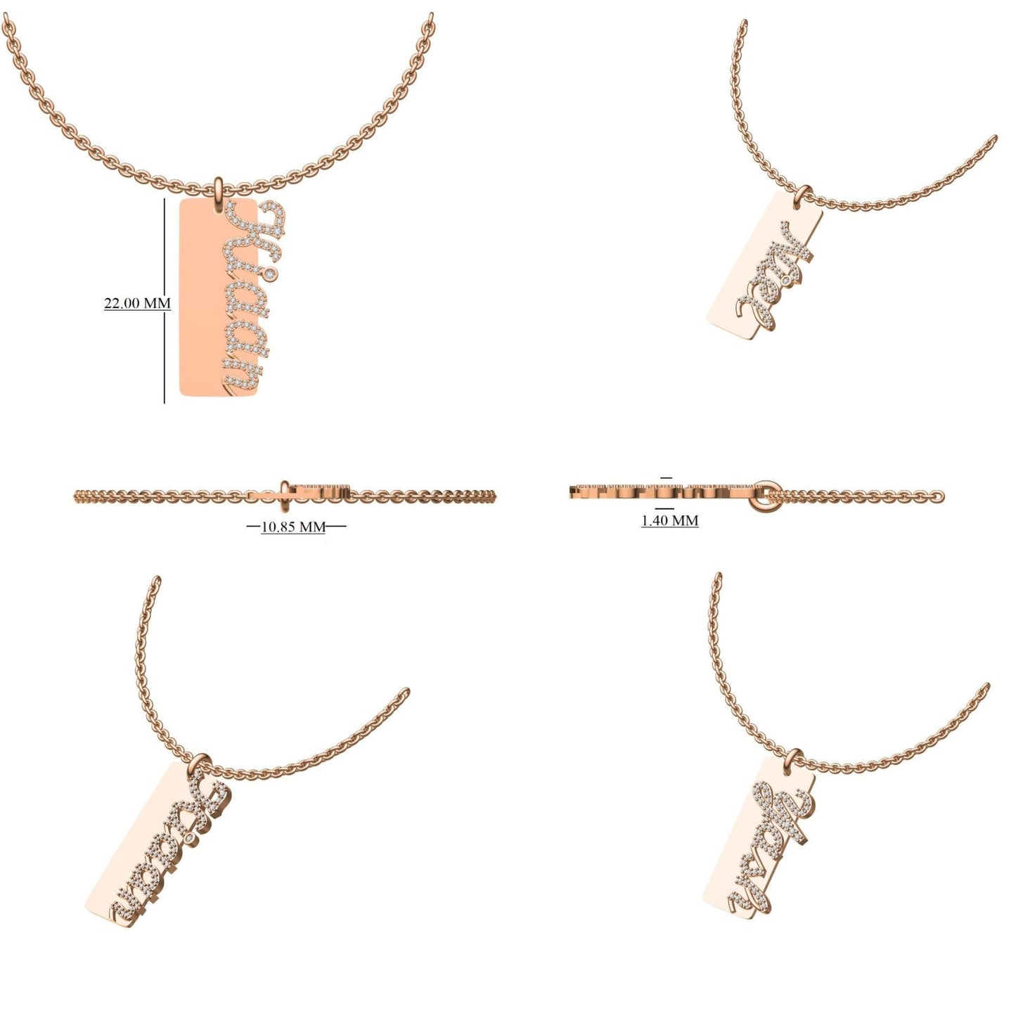 Personalized Nameplate Diamond Pendant Necklace