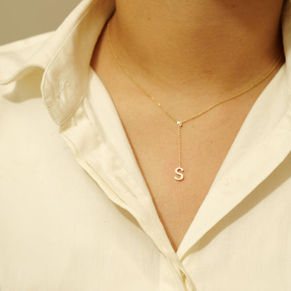 Personalized Bold Initial Lariat Diamond Necklace