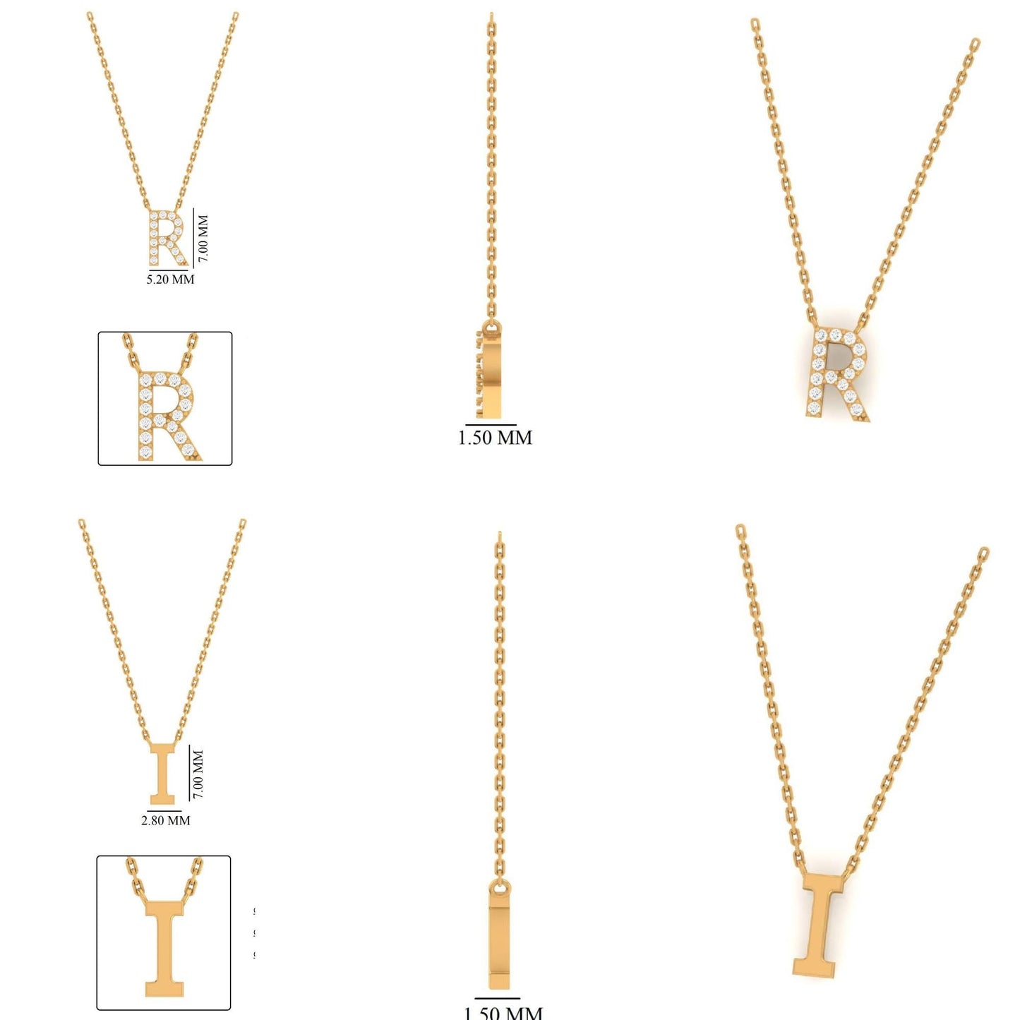 Personalized Initials Charm Diamond Necklace