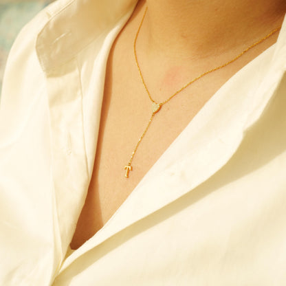 Personalized Initial Heart Diamond Lariat Necklace