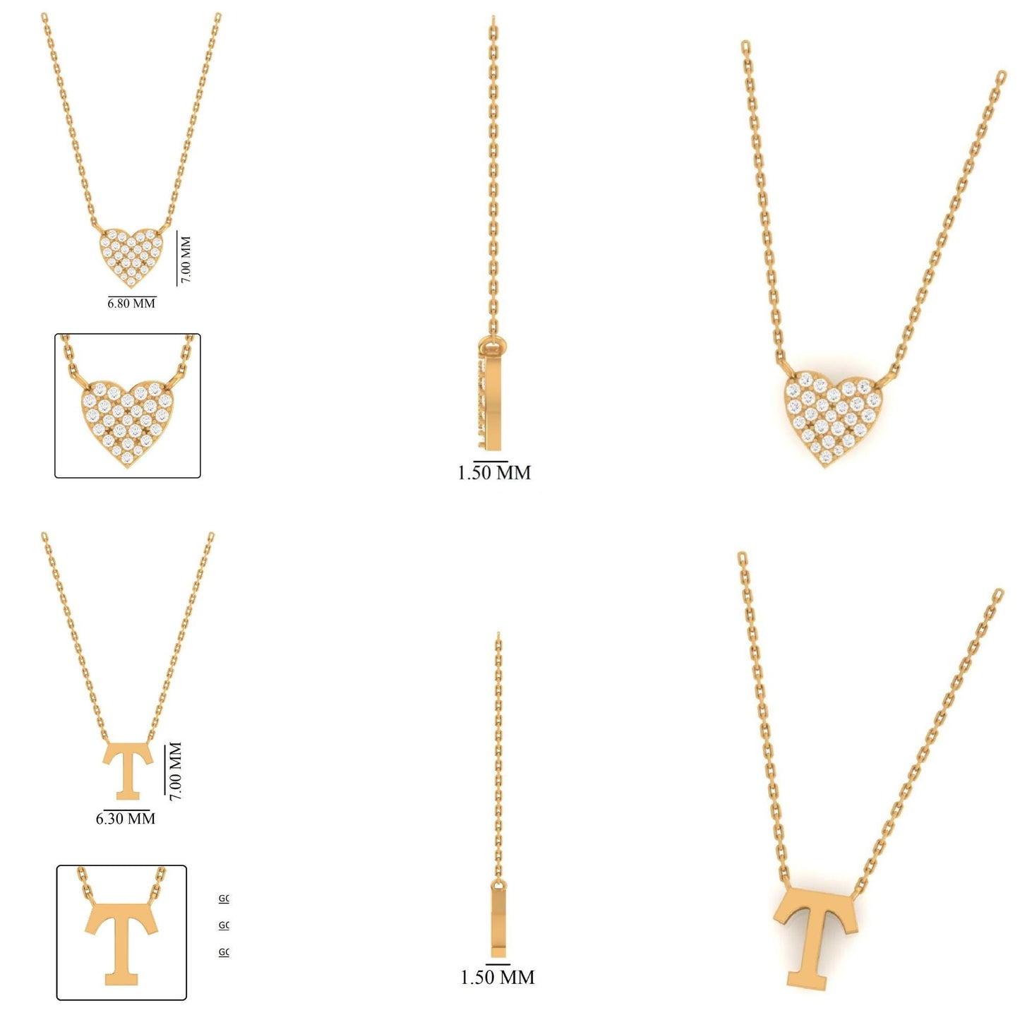 Personalized Initial Heart Diamond Lariat Necklace