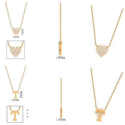 Personalized Initial Heart Diamond Lariat Necklace