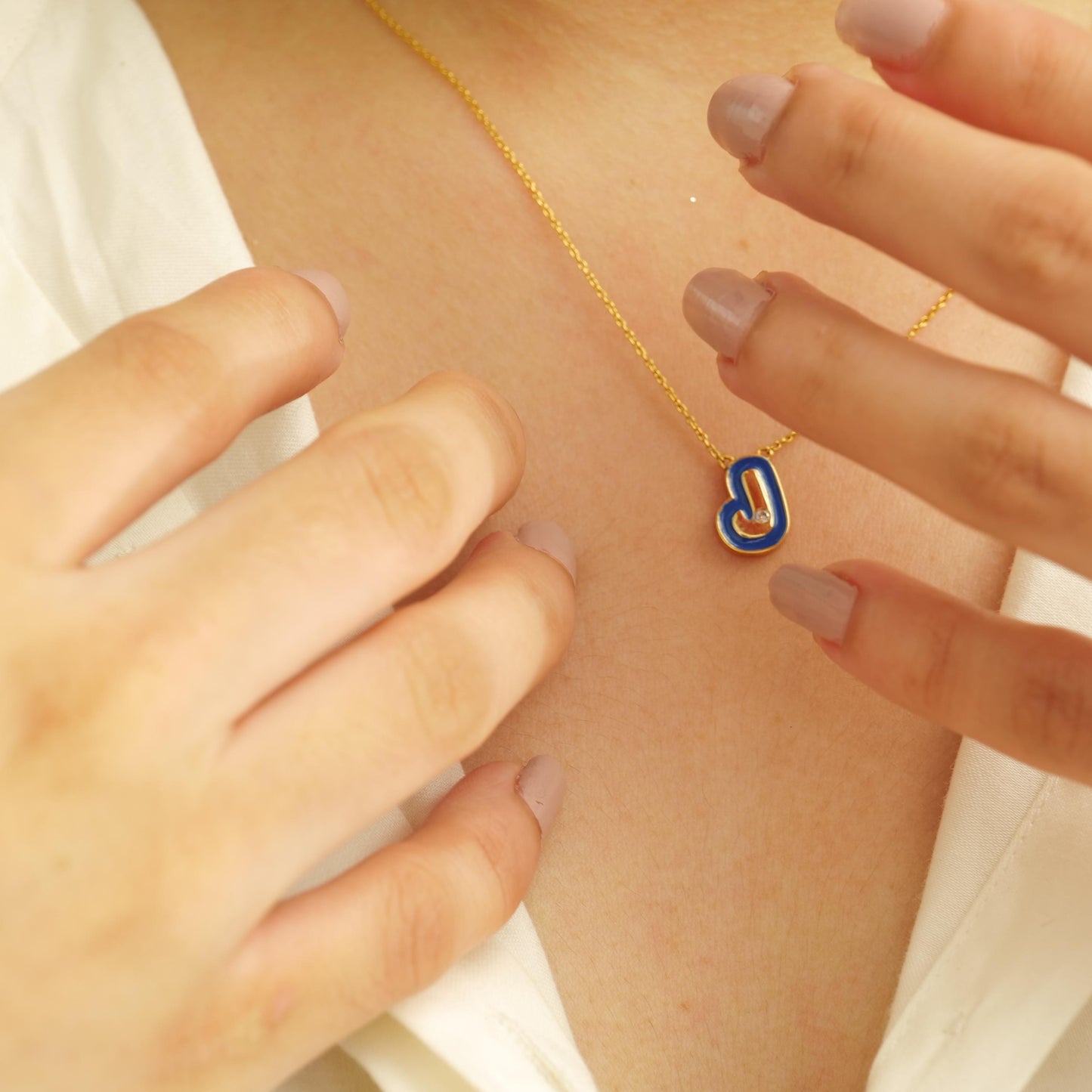 Personalized Initial Enamel Pendant Necklace