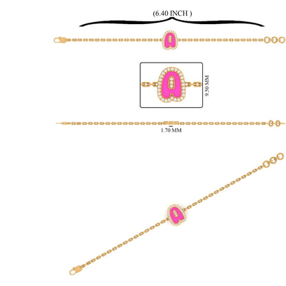 Personalized Initial Halo Diamond Enamel Bracelet