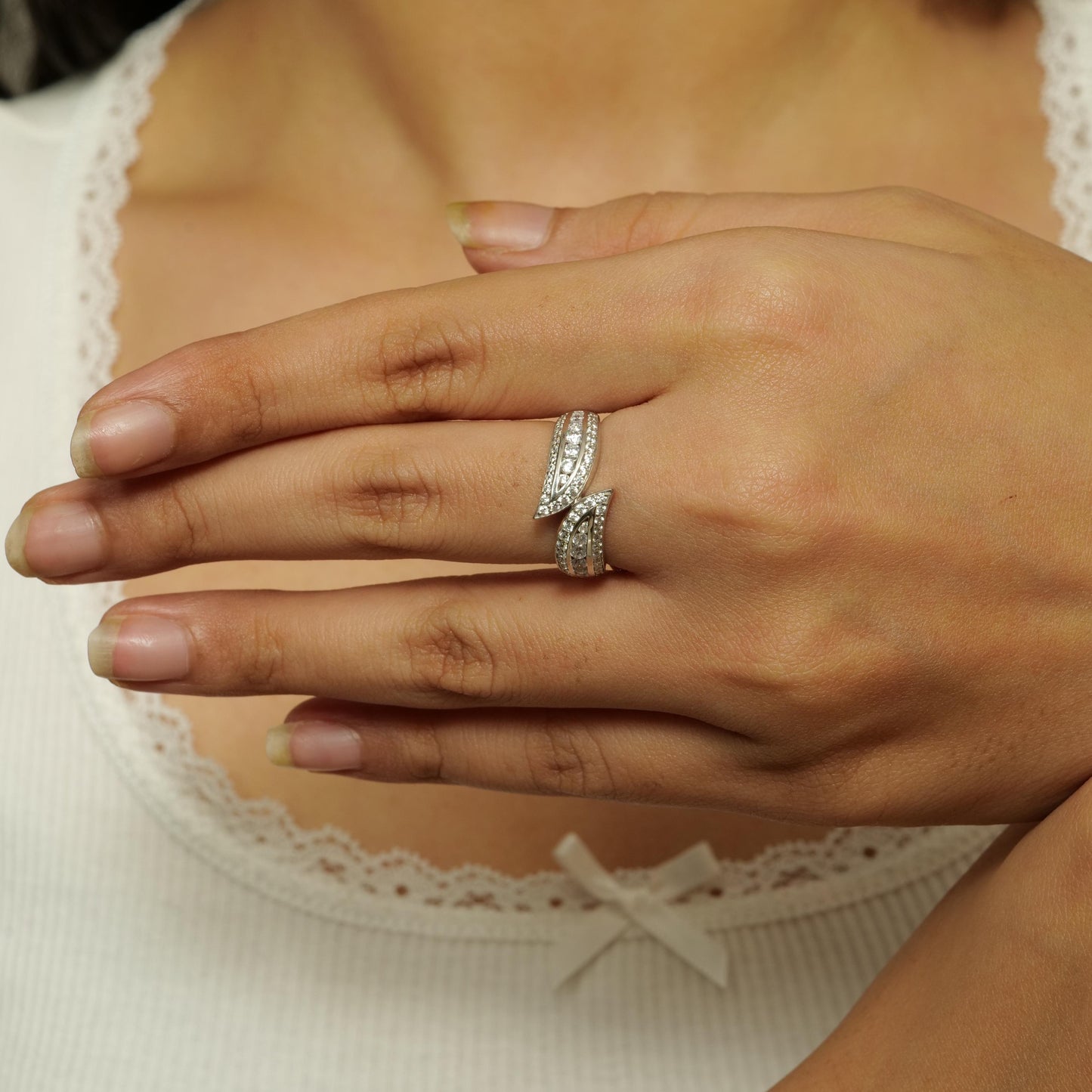 Leaves Diamond Band Ring