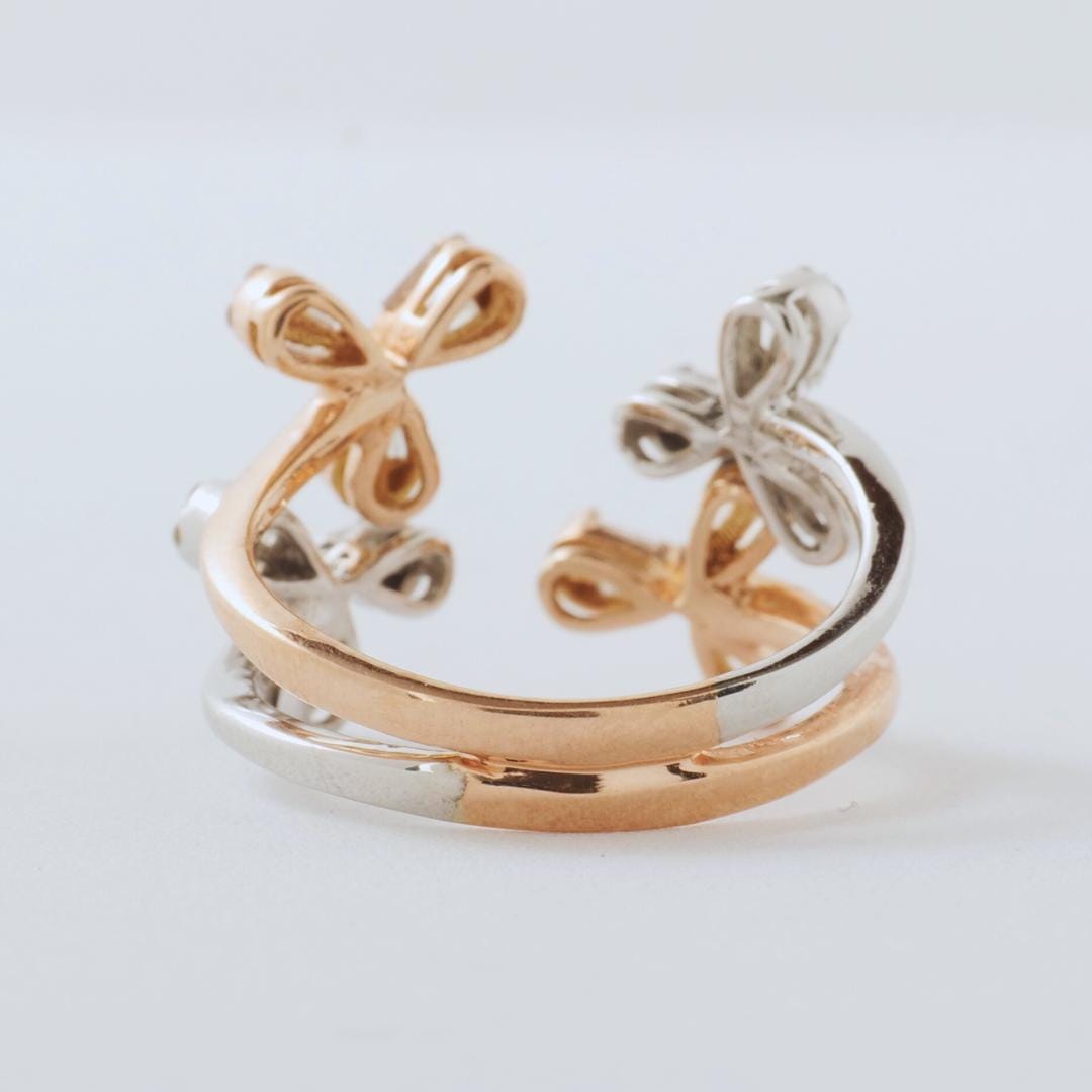 Flower Natural Diamond  Split Shank Ring