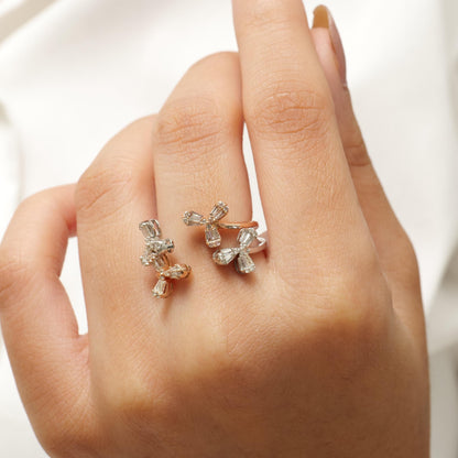 Flower Natural Diamond  Split Shank Ring