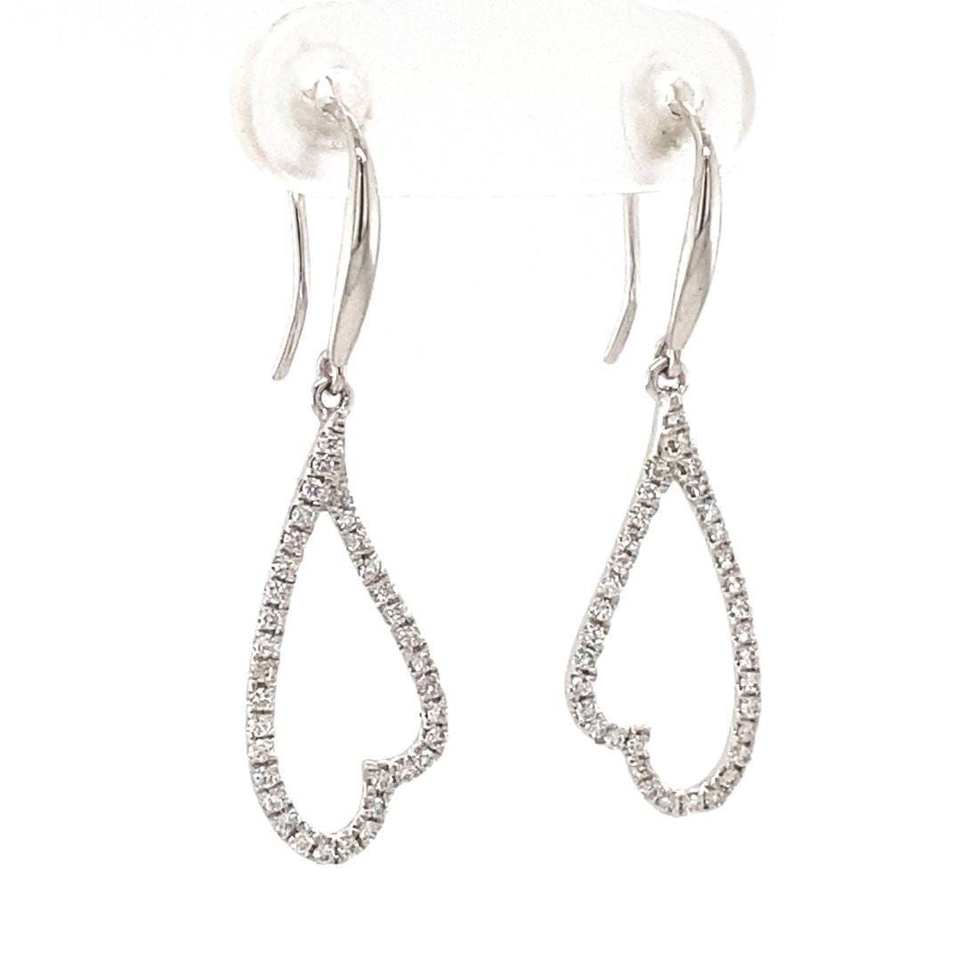 Open Heart Natural Diamonds Dangle Earrings