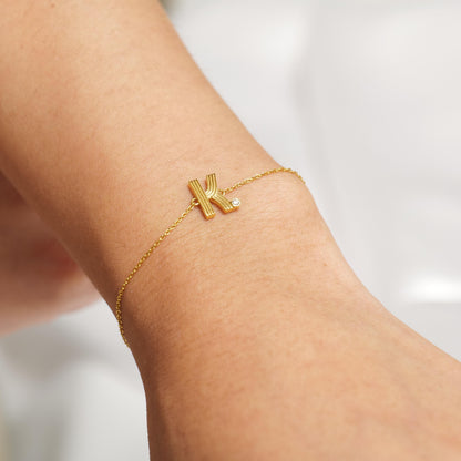 Personalized Flute Initial Diamond Bracelet