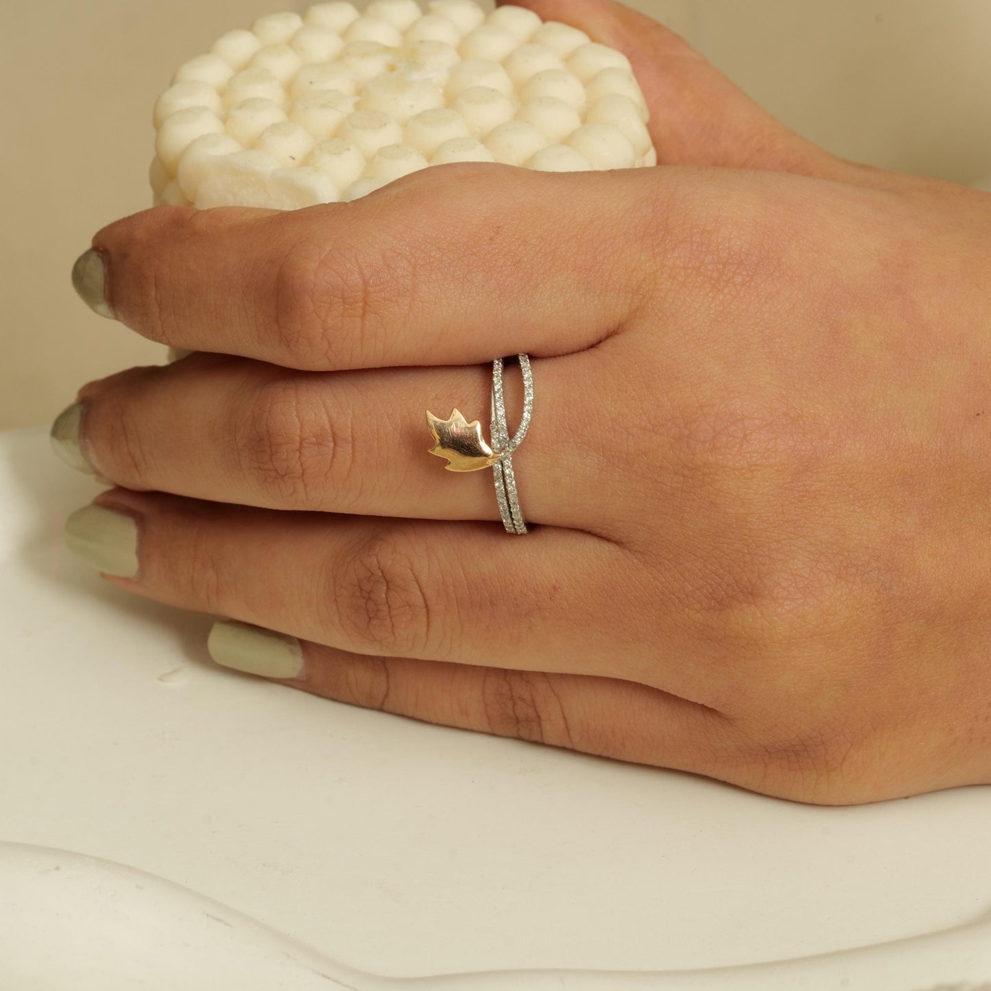 Feather Diamond Ring