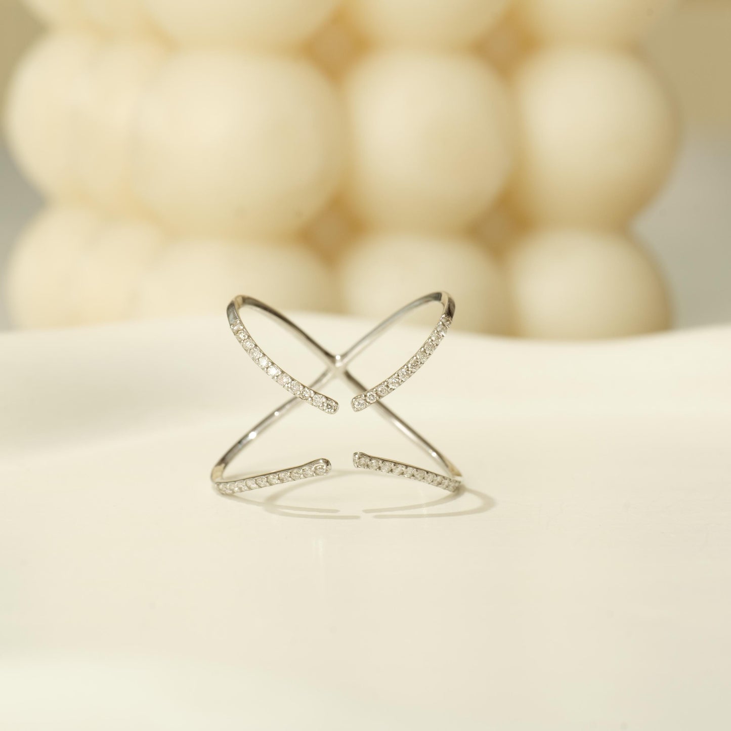 Open X Diamond Ring