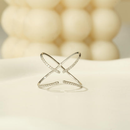 Open X Diamond Ring