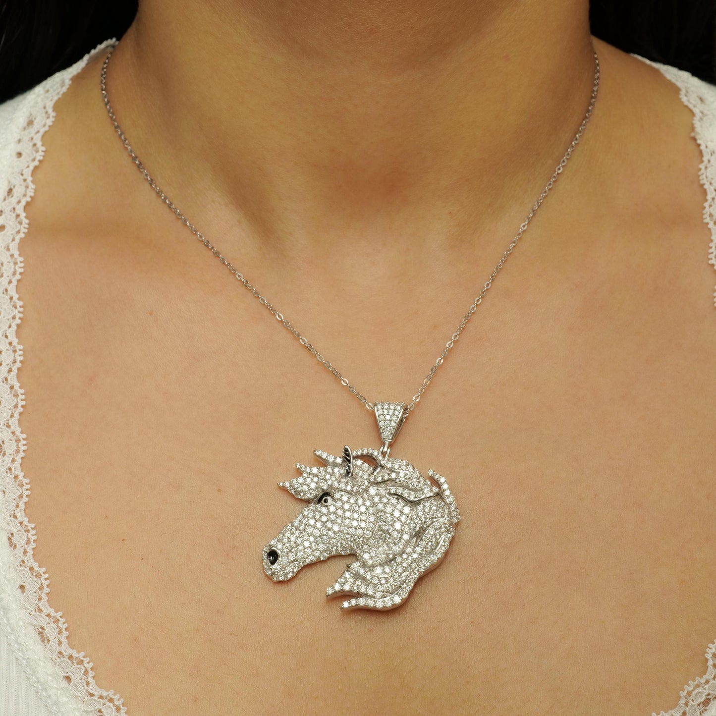 Horse Diamond Pendant Necklace