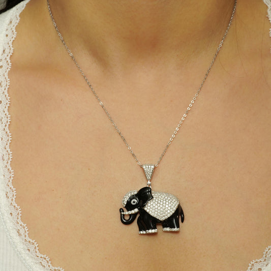 Elephant Diamond Pendant Necklace
