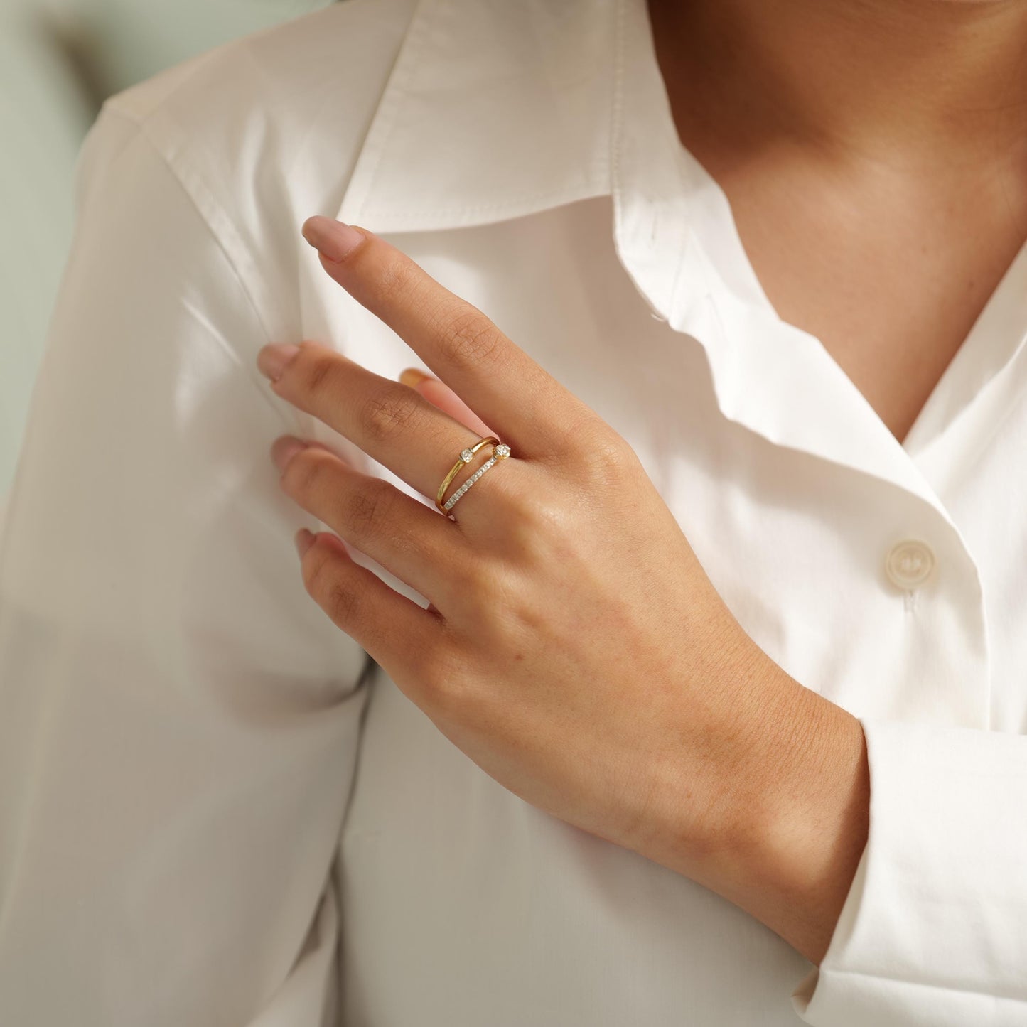 Split Band Natural Diamond Engagement Proposal Ring