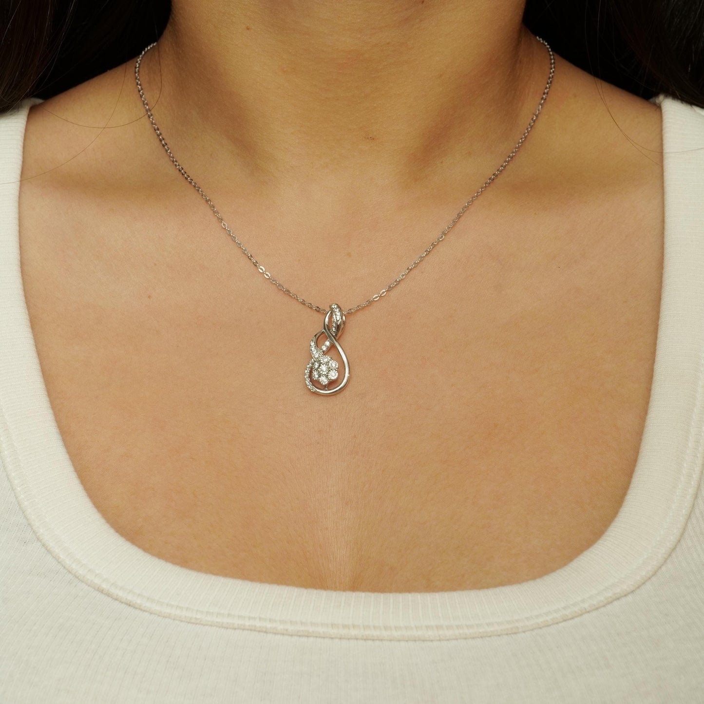 Infinity Swirl Diamond Pendant Necklace